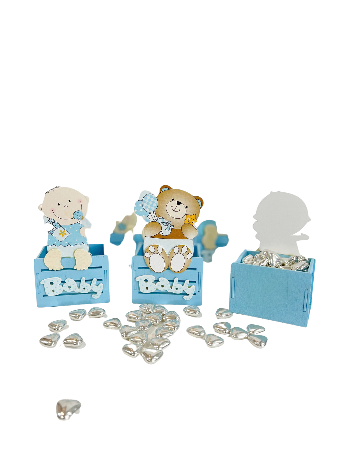 קופסת עץ תינוק ודובי (12 יחידות)